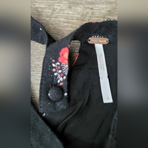 Free People Tegan Mini Dress Women's 4 Black & Red Floral Fit n Flare Long Sleev - Picture 8 of 14